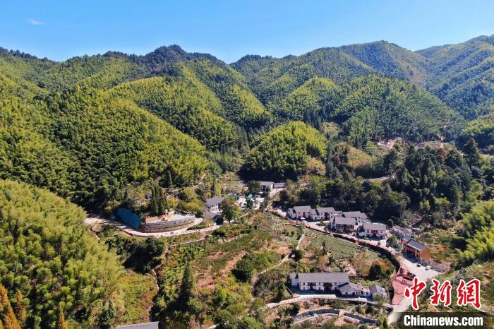 航拍江西井岡山市神山村，青山環(huán)繞，風(fēng)景秀美。　劉力鑫 攝