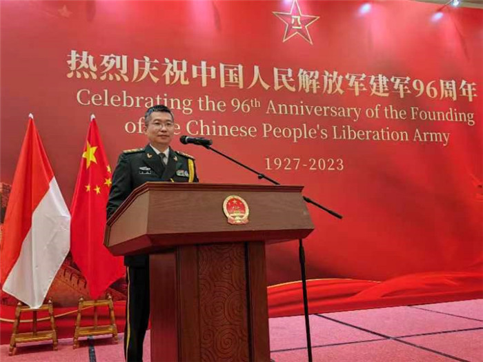 圖為徐勝武官致辭。中國駐印度尼西亞使館供圖