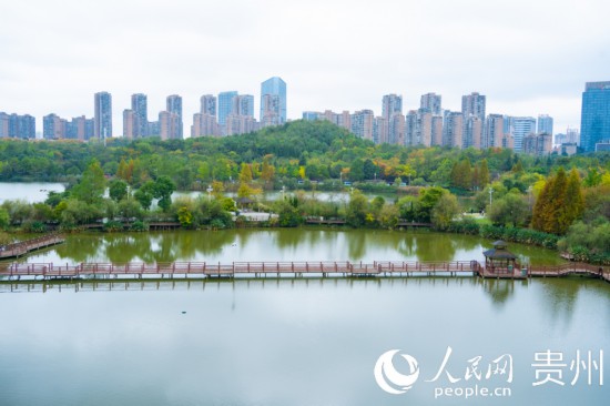 秋日時(shí)節(jié)，觀山湖公園景色美不勝收。人民網(wǎng) 陽(yáng)茜攝