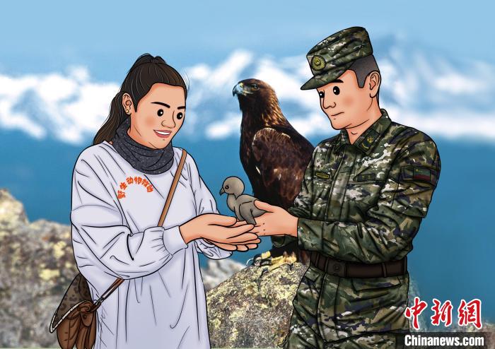 青海武警手繪“環(huán)?！焙?bào)呼吁保護(hù)高原生態(tài)