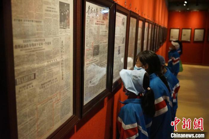 資料圖為玉樹市第四完小學(xué)生參觀鑄牢中華民族共同體意識主題展?！『F龍 攝