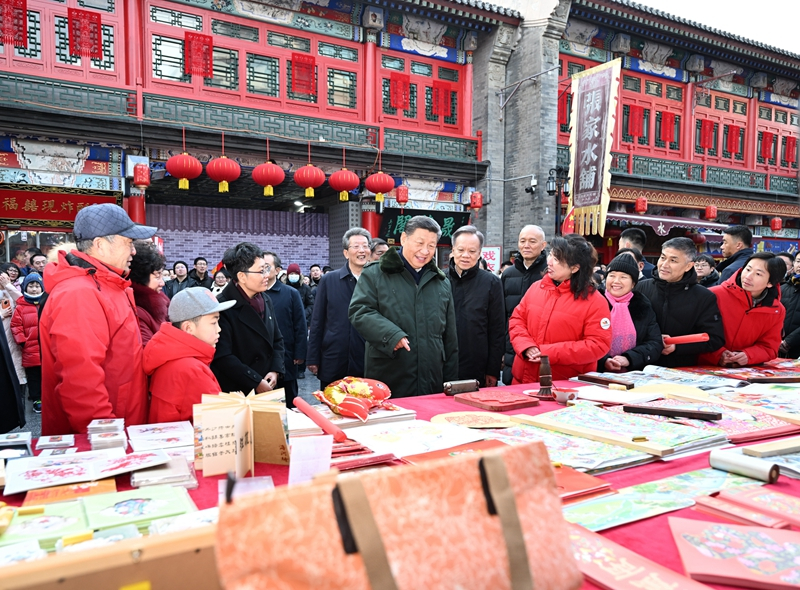2024年2月1日，習(xí)近平總書記在天津古文化街考察。