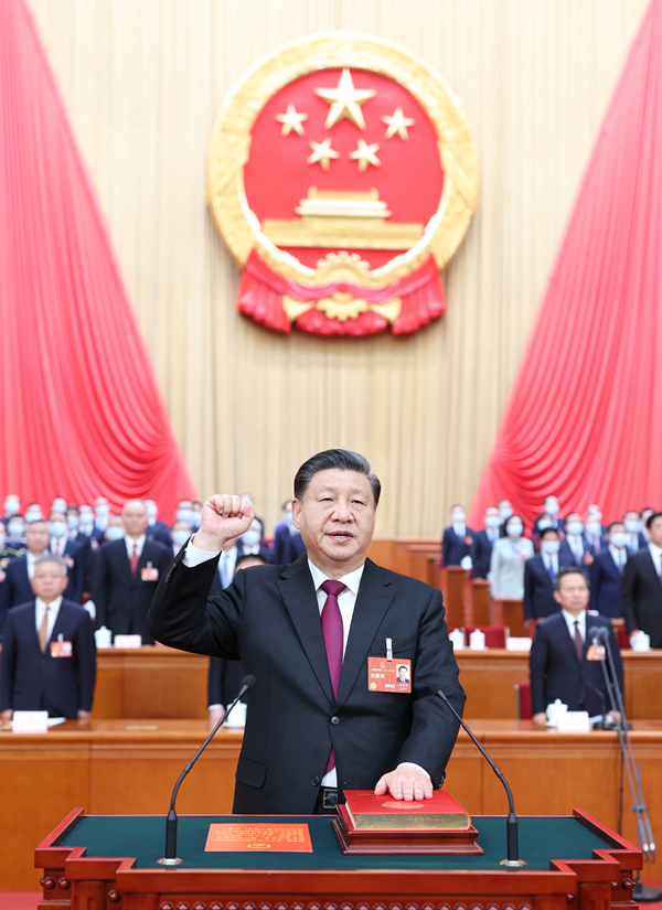 2023年3月10日，習(xí)近平進行憲法宣誓。