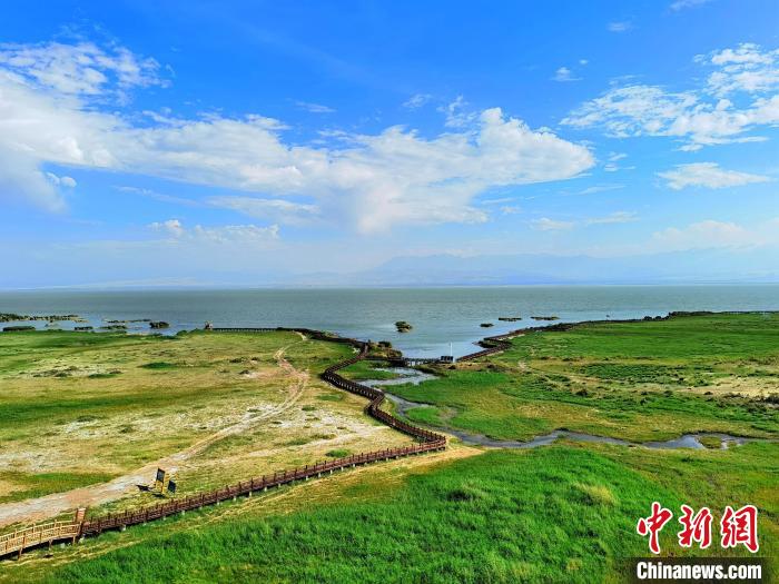 圖為航拍都蘭湖國(guó)家濕地公園。　祁增蓓 攝