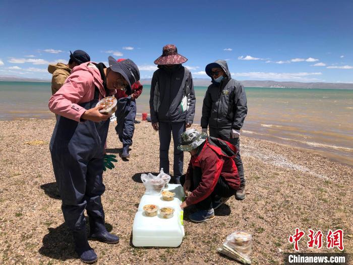 科考隊(duì)員在高原湖泊岸邊進(jìn)餐?！?lt;a target='_blank' ><p  align=